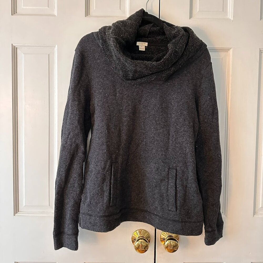 J. Crew Dark Gray Cowl Neck Sweater Sweatshirt - Size Medium